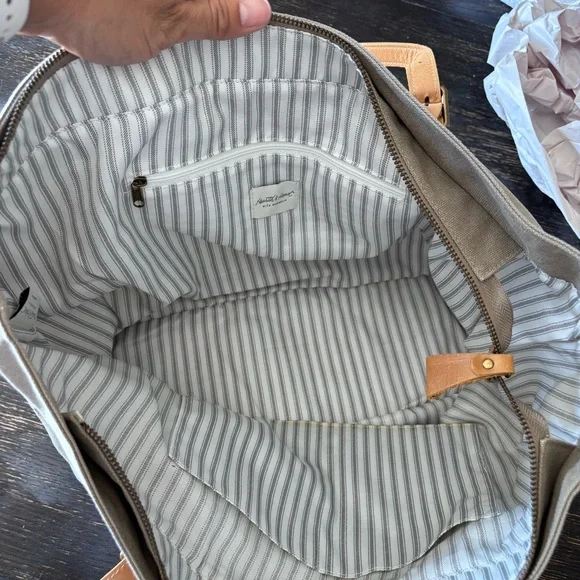 Hearth and Hand with Magnolia large  tan and grey canvas tote purse - Picture 8 of 13